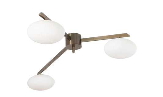 Mid-Century Modern 3-Light Flush Mount – Lelli Style Brass Ceiling Light: