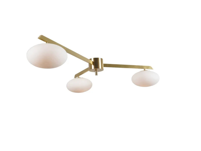 Mid-Century Modern 3-Light Flush Mount – Lelli Style Brass Ceiling Light: