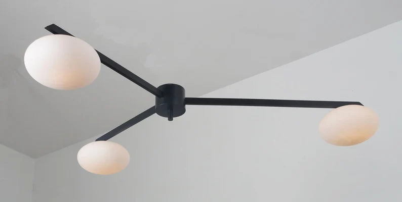 Mid-Century Modern 3-Light Flush Mount – Lelli Style Brass Ceiling Light: