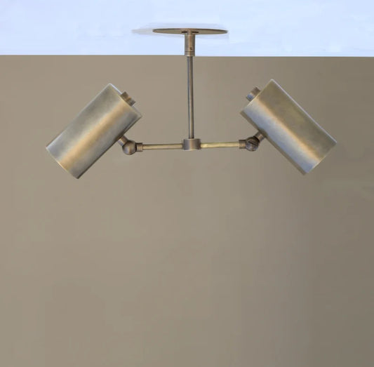 Double Brass Spotlight – Adjustable Dual-Shade Ceiling Light | UL Listed | Modern Flush Mount