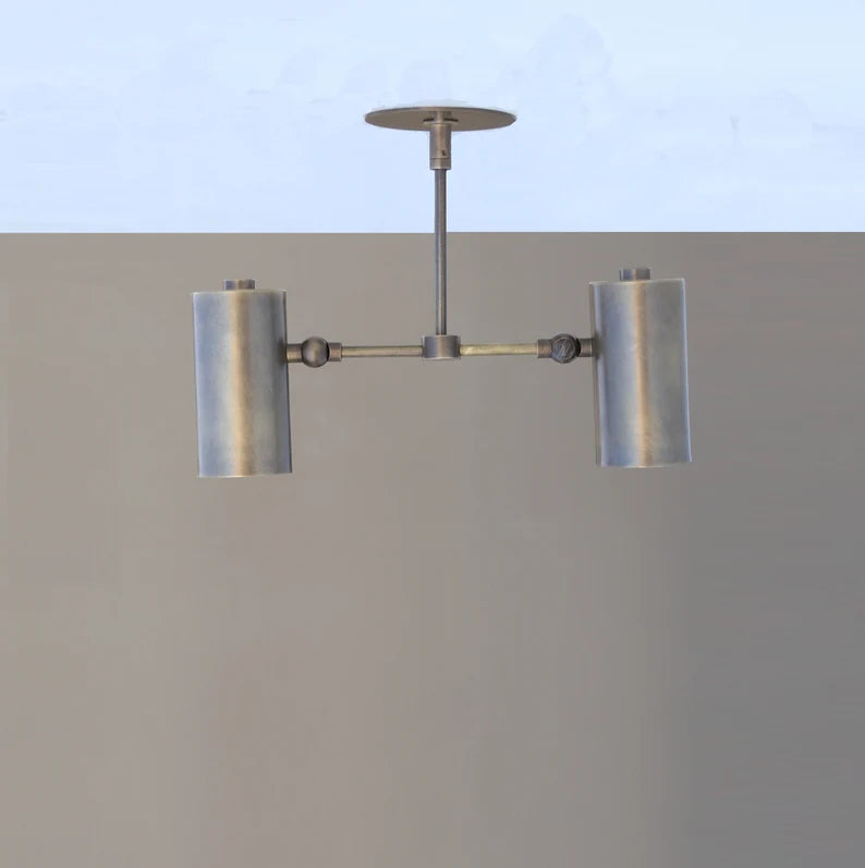 Double Brass Spotlight – Adjustable Dual-Shade Ceiling Light | UL Listed | Modern Flush Mount