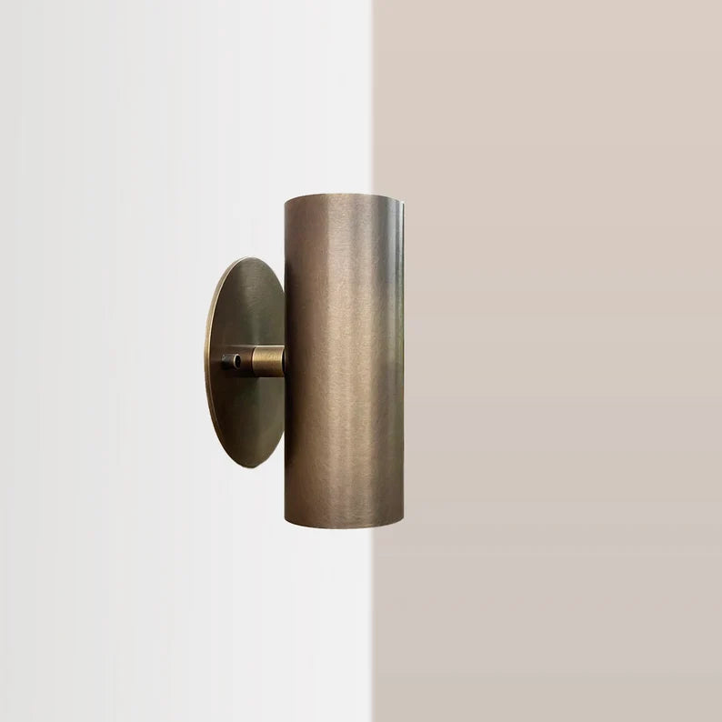 Up and Down Light – Handcrafted Brass Cylinder Wall Sconce | Luxe Mid-Century Modern Accent Light