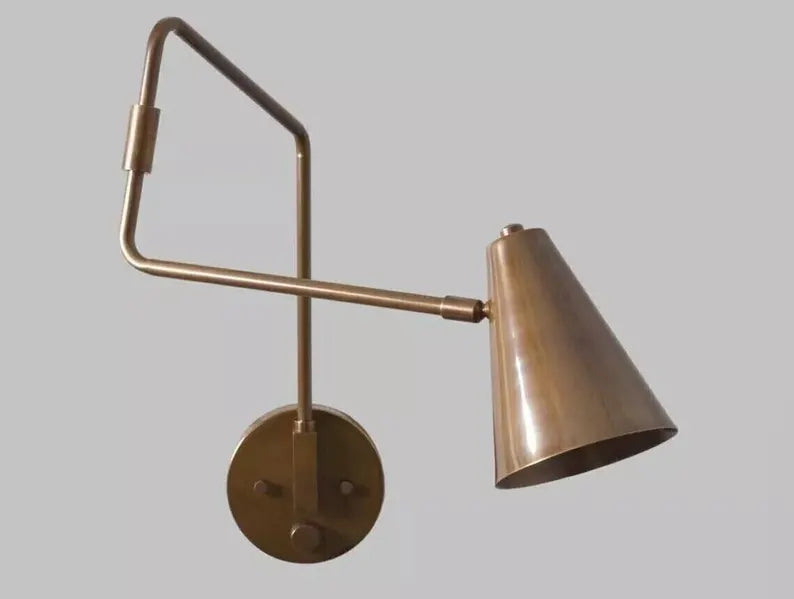Modern Brass Adjustable Wall Lamp – Mid-Century Swing Arm Sconce