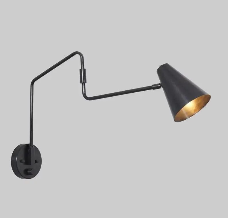 Modern Brass Adjustable Wall Lamp – Mid-Century Swing Arm Sconce