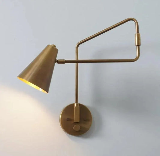 Modern Brass Adjustable Wall Lamp – Mid-Century Swing Arm Sconce