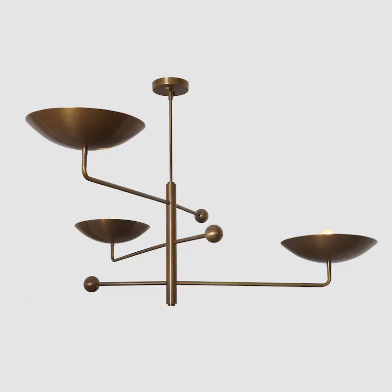Stilnovo Brass Counterbalance Chandelier β 3-Light Mid-Century Pendant