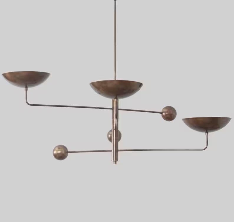 Stilnovo Brass Counterbalance Chandelier β 3-Light Mid-Century Pendant