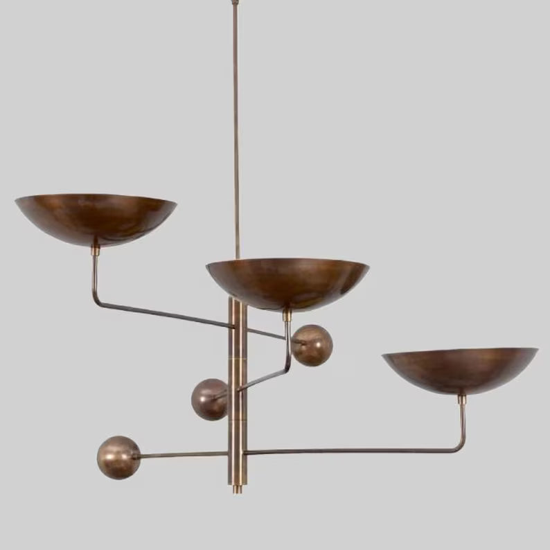 Stilnovo Brass Counterbalance Chandelier β 3-Light Mid-Century Pendant