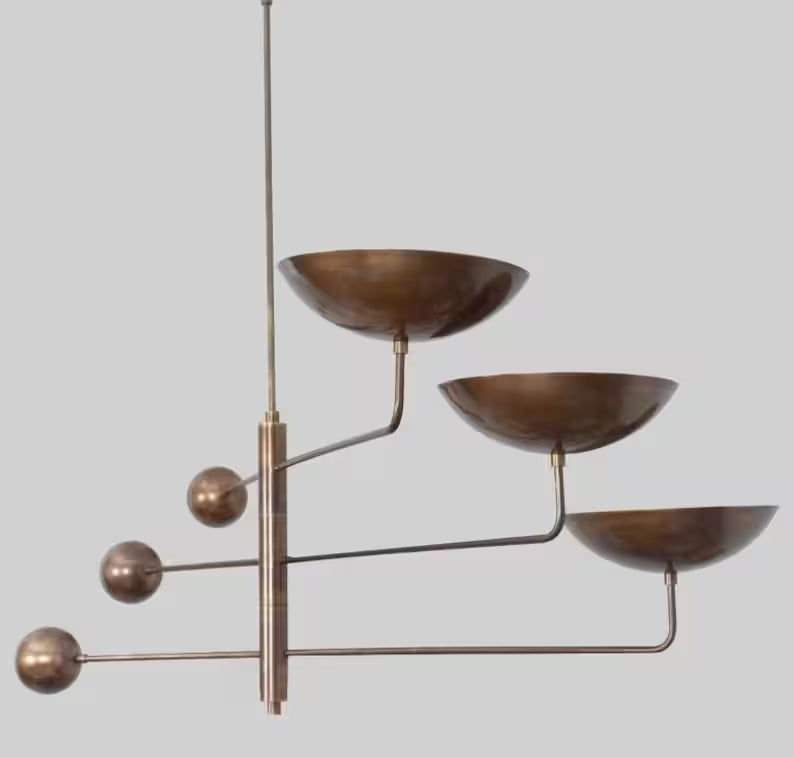 Stilnovo Brass Counterbalance Chandelier β 3-Light Mid-Century Pendant