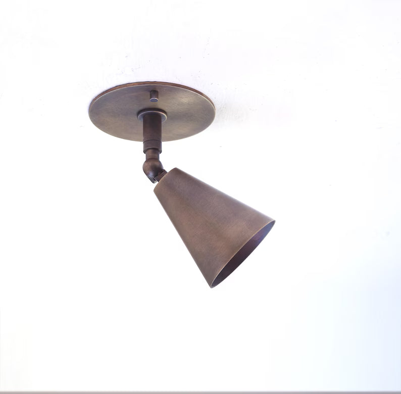 Solid Brass Ceiling Spotlight – Directional Modern Light | UL Listed | Handmade