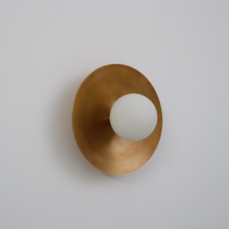 Modern Brass Dish Wall Lamp Curved Wall Light for Ambient Accent Lighting