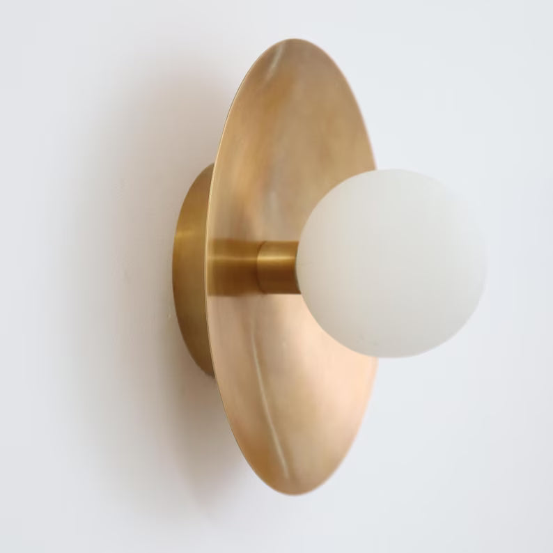 Modern Brass Dish Wall Lamp Curved Wall Light for Ambient Accent Lighting