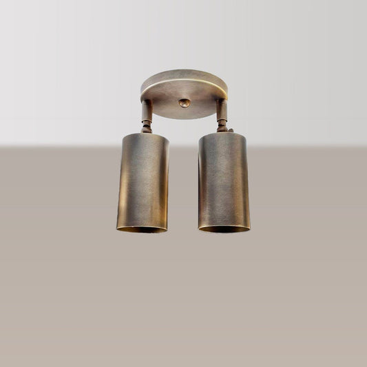 Adjustable Dual Tube Ceiling Spotlight – Antique Brass Finish | Solid Brass Modern Spot Light for Kitchen, Hallway, Accent Lighting