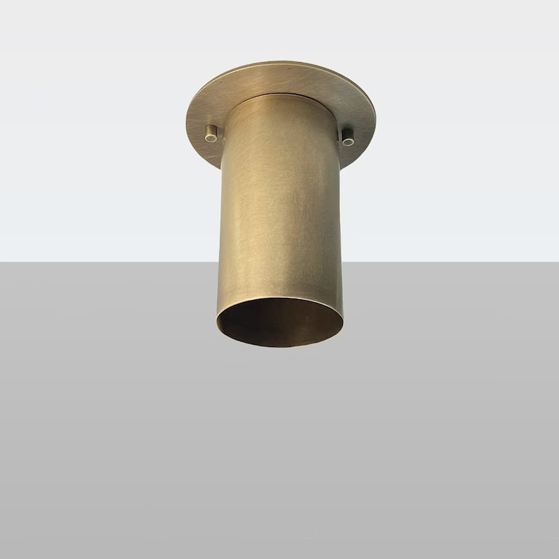 Antique Brass Ceiling Spot Light – Modern Semi Flush Cylinder Fixture | Solid Brass Accent Lighting for Hallways, Kitchens, Living Spaces