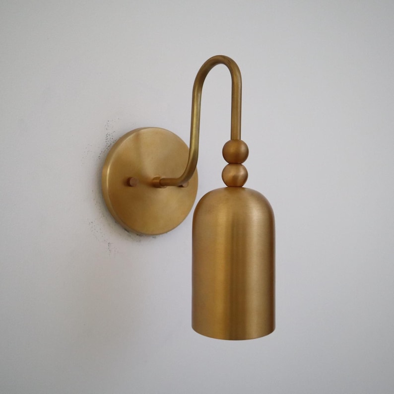 Handcrafted Raw Brass Wall Lamp – Modern Bell-Style Sconce with Sculptural