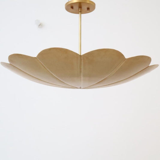 Handcrafted Petal Brass Pendant Light – Large Floral Ceiling Fixture in Raw Brass