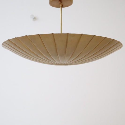 Handcrafted Sculpted Brass Pendant – Large Textured Ceiling Light in Raw Finish