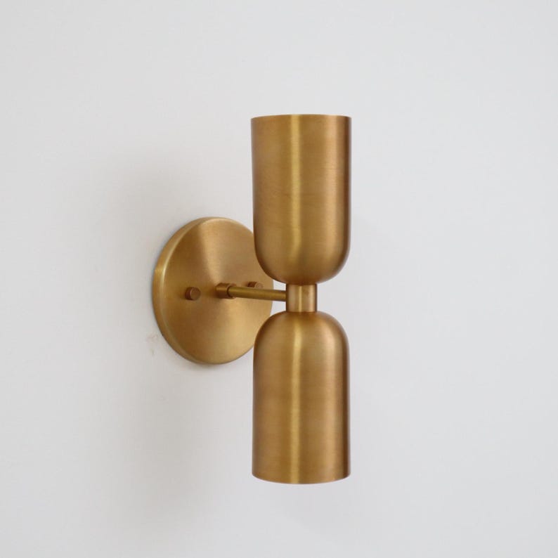 Mid-Century Brass Wall Sconce – Dual Tube Design with Up and Down Lighting