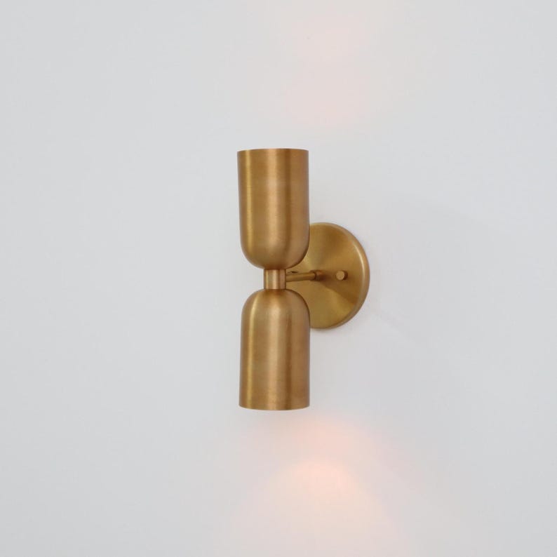 Mid-Century Brass Wall Sconce – Dual Tube Design with Up and Down Lighting