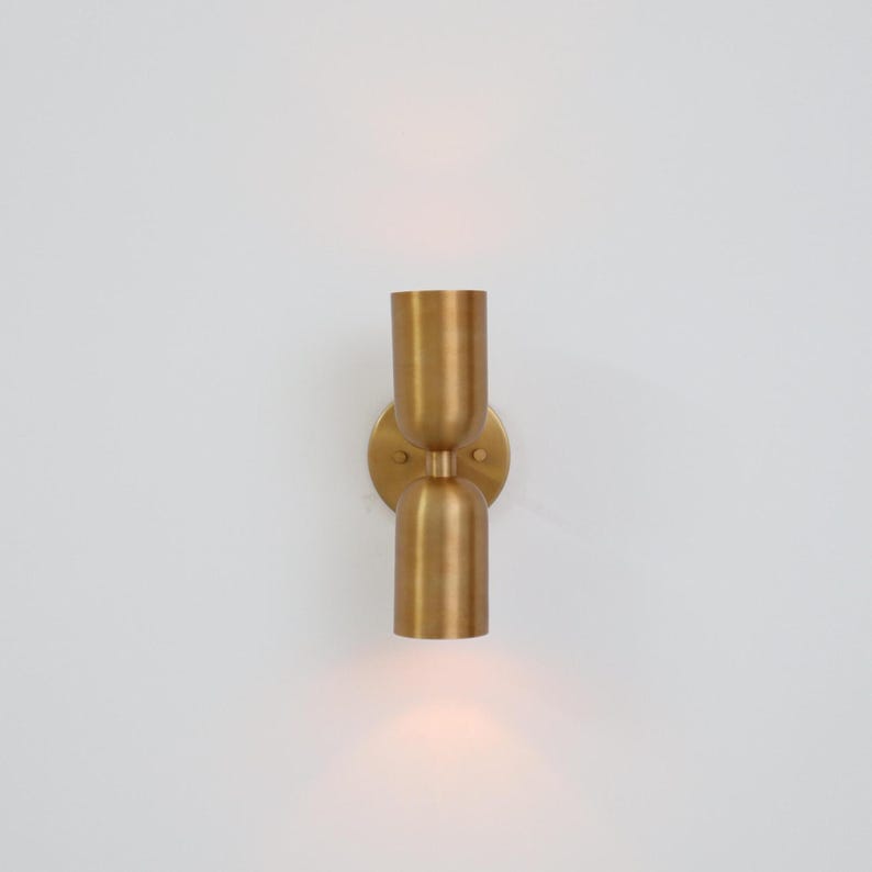 Mid-Century Brass Wall Sconce – Dual Tube Design with Up and Down Lighting