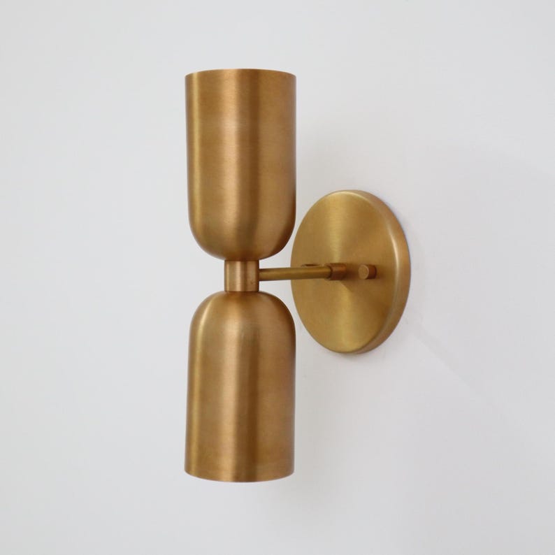 Mid-Century Brass Wall Sconce – Dual Tube Design with Up and Down Lighting