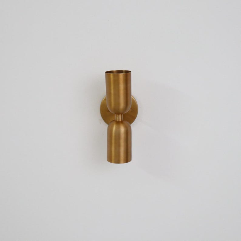 Mid-Century Brass Wall Sconce – Dual Tube Design with Up and Down Lighting