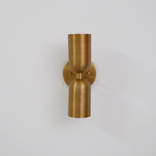 Mid-Century Brass Wall Sconce – Dual Tube Design with Up and Down Lighting