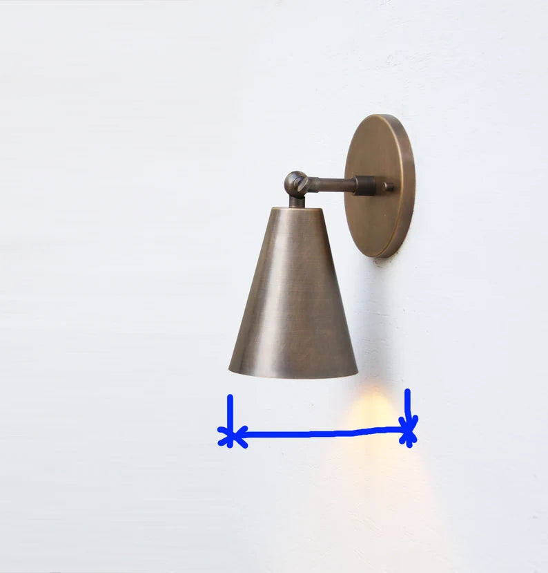Modern Brass Wall Sconce – Mid-Century Cone Shade Light | UL Listed | Handmade