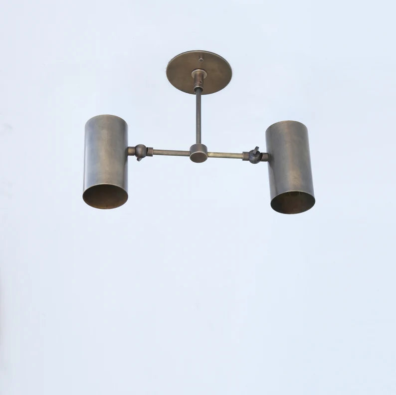 Double Brass Spotlight – Adjustable Dual-Shade Ceiling Light | UL Listed | Modern Flush Mount
