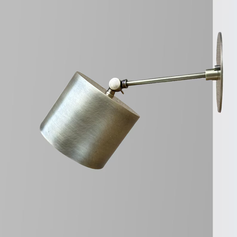 Tall Mid-Century Brass Wall Sconce – Handcrafted Cylinder Light Fixture