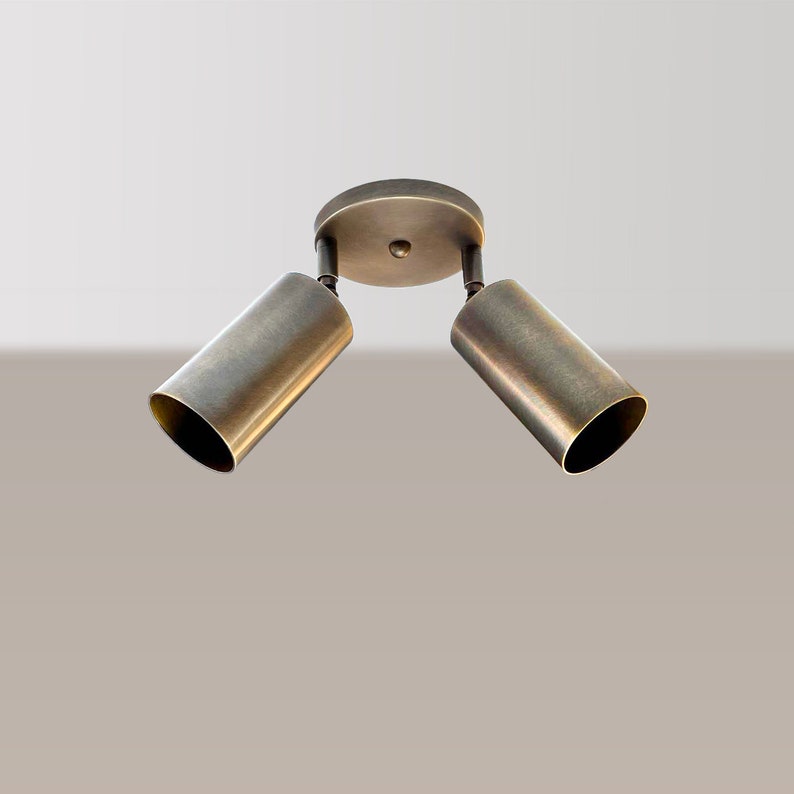 Adjustable Dual Tube Ceiling Spotlight – Antique Brass Finish | Solid Brass Modern Spot Light for Kitchen, Hallway, Accent Lighting