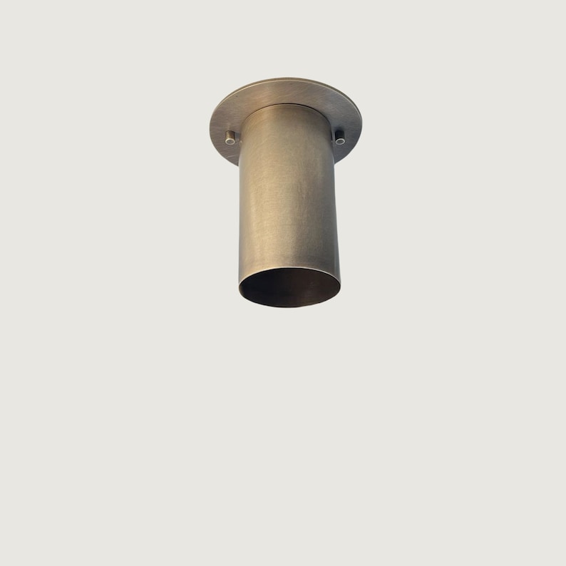Antique Brass Ceiling Spot Light – Modern Semi Flush Cylinder Fixture | Solid Brass Accent Lighting for Hallways, Kitchens, Living Spaces