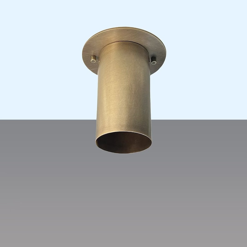 Antique Brass Ceiling Spot Light – Modern Semi Flush Cylinder Fixture | Solid Brass Accent Lighting for Hallways, Kitchens, Living Spaces