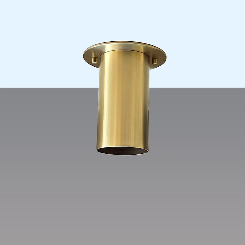 Antique Brass Ceiling Spot Light – Modern Semi Flush Cylinder Fixture | Solid Brass Accent Lighting for Hallways, Kitchens, Living Spaces