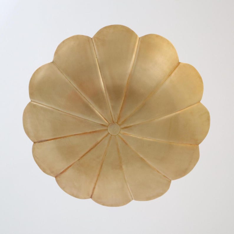 Handcrafted Petal Brass Pendant Light – Large Floral Ceiling Fixture in Raw Brass