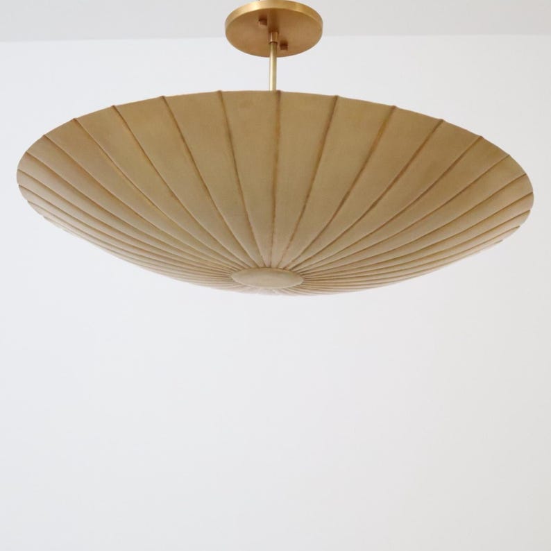 Handcrafted Sculpted Brass Pendant – Large Textured Ceiling Light in Raw Finish