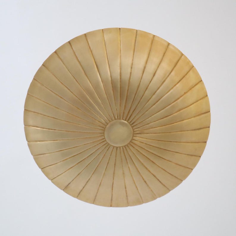 Handcrafted Sculpted Brass Pendant – Large Textured Ceiling Light in Raw Finish